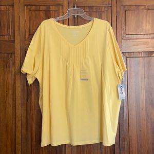 Catherines Yellow Short Sleeve V-neck 2X
